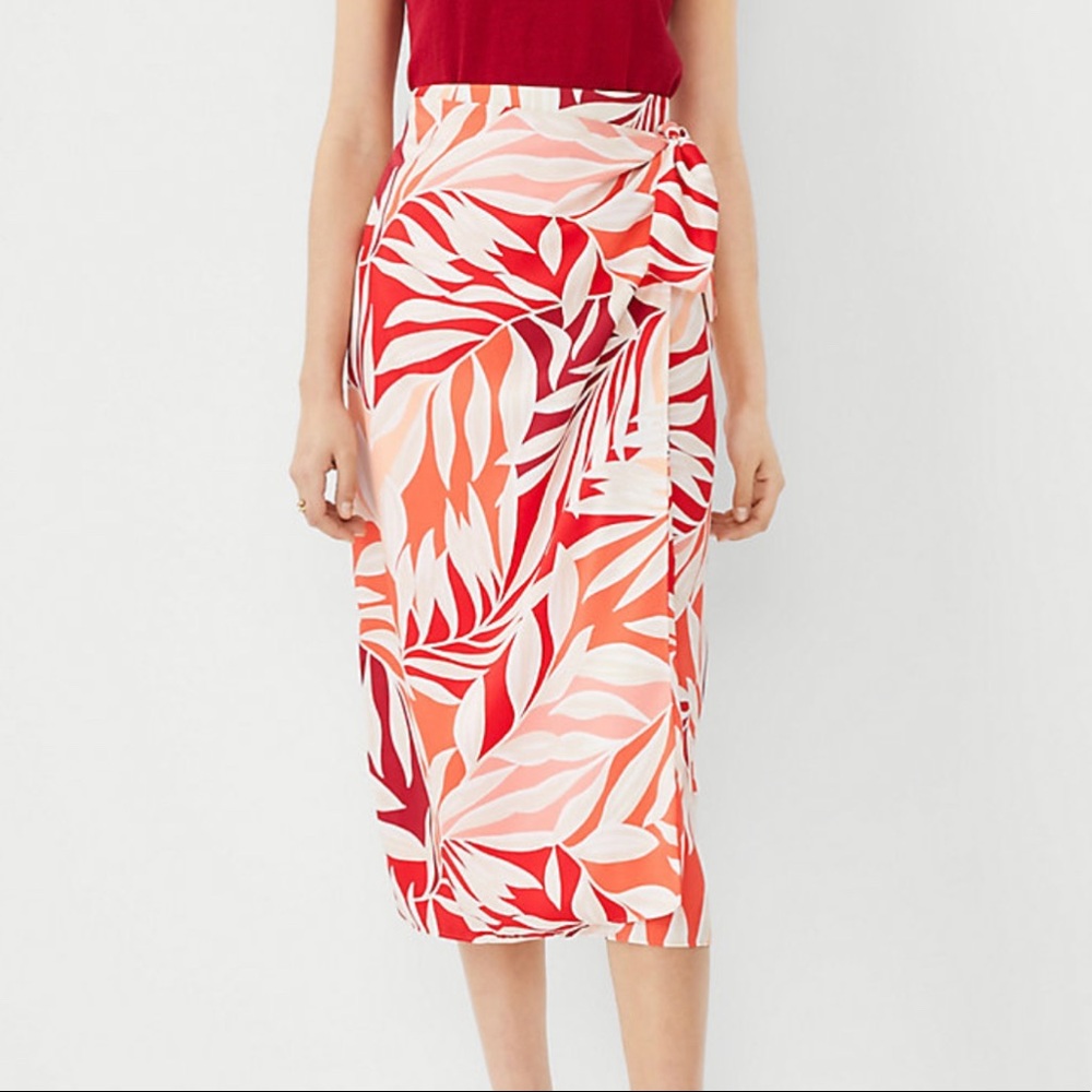 Tropical Sarong Wrap Midi Skirt by Ann Taylor - New